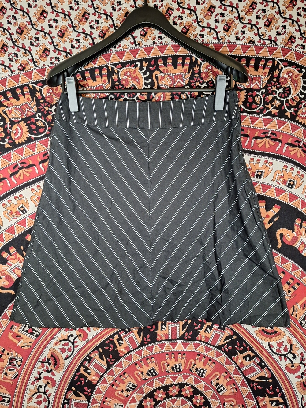 HeartSoul Y2K Black Chevron Pinstripe A-Line Flare Skirt